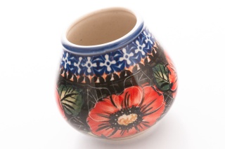 Kubek do yerba mate z ceramiki Bolesławiec kwiaty