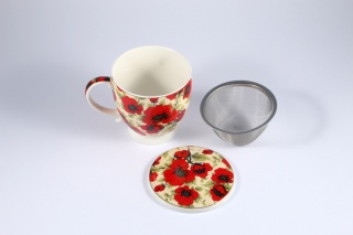 Kubek w maki duży z sitkiem i przykrywką do parzenia herbaty