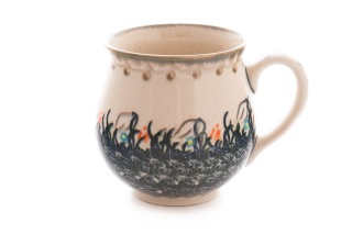 Kubek z ceramiki Bolesławiec wyjątkowy kwiatowy wzór