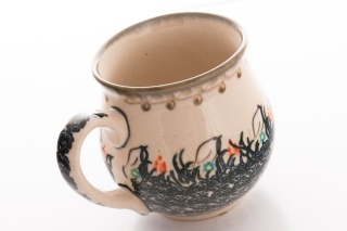 Kubek z ceramiki Bolesławiec wyjątkowy kwiatowy wzór