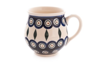 Kubek z ceramiki Bolesławiec oryginalny stemplowy wzór
