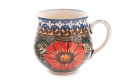Kubek z ceramiki Bolesławiec oryginalny kwiatowy wzór