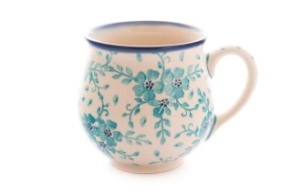 Kubek z ceramiki Bolesławiec oryginalny kwiatowy wzór