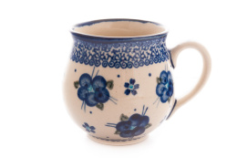 Kubek z ceramiki Bolesławiec oryginalny kwiatowy wzór