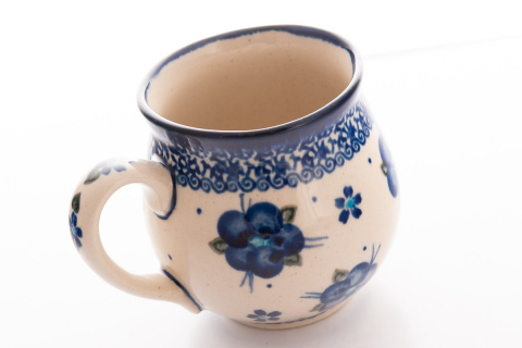 Kubek z ceramiki Bolesławiec oryginalny kwiatowy wzór