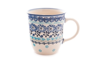 Kubek z ceramiki Bolesławieckiej oryginalny artystyczny wzór