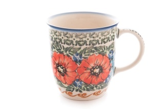 Kubek z ceramiki Bolesławieckiej oryginalny malowany wzór