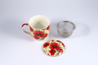 Kubek w maki z sitkiem i przykrywką do parzenia herbaty