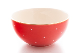 Miseczka do zupy w kolorze czerwonym w groszki Mieroszów