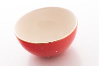 Miseczka do zupy w kolorze czerwonym w groszki Mieroszów