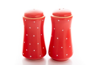 Solniczka i pieprzniczka czerwona w groszki Mieorszów