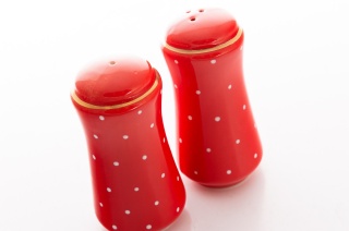 Solniczka i pieprzniczka czerwona w groszki Mieorszów