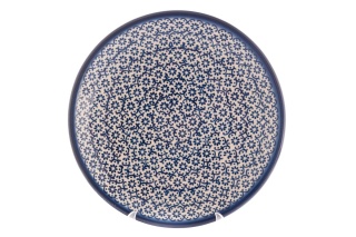Talerz deserowy z Bolesławca malowany wzór kwiatów