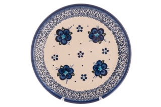 Talerz deserowy z Bolesławca malowany wzór kwiatów