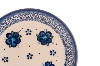 Talerz deserowy z Bolesławca malowany wzór kwiatów