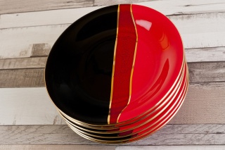 6 talerzy deserowych trio Mieroszów ceramika