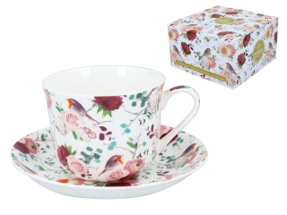 Duża filiżanka porcelanowa angielska jumbo ptaki