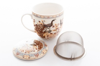 Kubek z zaparzaczem z motywem pawia do herbaty