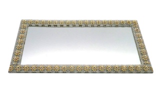 Prostokątna podstawka pod świecę lub stroik ELIA Gold kwiaty z kryształami