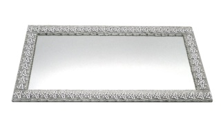 Prostokątna podstawka pod świecę lub stroik ELIA Silver kwiaty z kryształami
