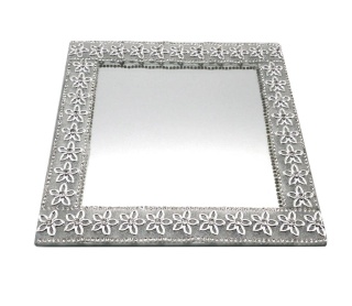 Kwadratowa podstawka pod świecę lub stroik ELIA Silver kwiaty z kryształami