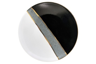 6 talerzy deserowych trio Mieroszów ceramika czarne