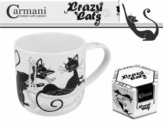 Carmani kubek koty crazy cats na prezent w pudełku