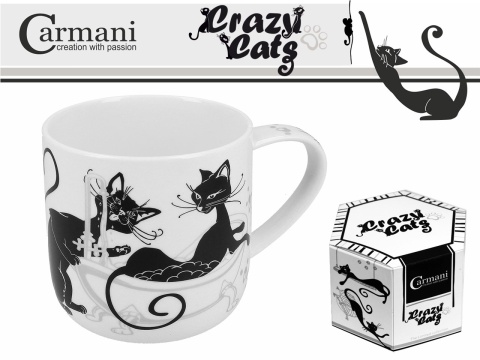 Carmani kubek koty crazy cats na prezent w pudełku