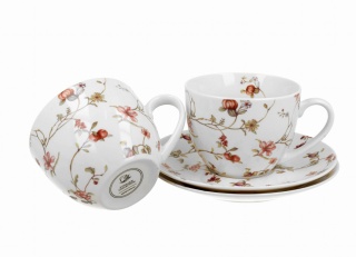 Komplet 2 filiżanek ze spodkami z porcelany Safa