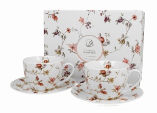 Komplet 2 filiżanek ze spodkami z porcelany Safa