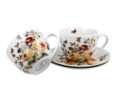 Komplet 2 filiżanek ze spodkami z porcelany Zahra