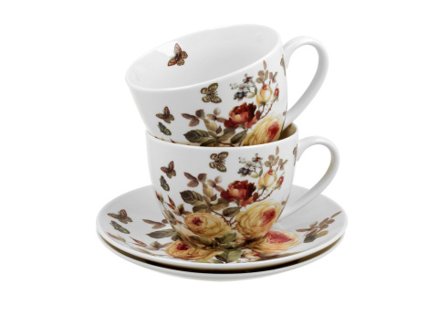 Komplet 2 filiżanek ze spodkami z porcelany Zahra