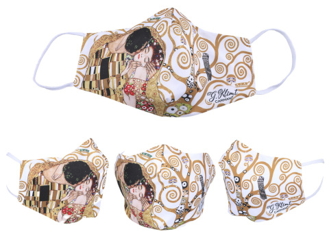 Komplet 2 maseczek wielokrotnego użytku Klimt Pocałunek maseczka