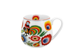 Kubek porcelanowy na prezent kolorowy Kogut Łowicki