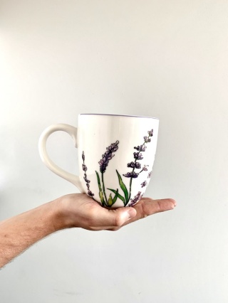 Ogromny kubek porcelanowy z motywem lawendy