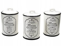 Zestaw 3 ceramicznych pojemników na kawę cukier herbatę