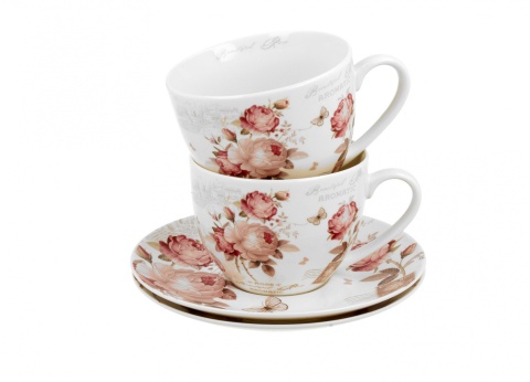 Komplet 2 filiżanek ze spodkami SECESJA róże