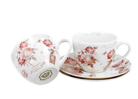 Komplet 2 filiżanek ze spodkami SECESJA róże