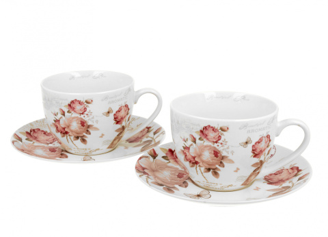Komplet 2 filiżanek ze spodkami SECESJA róże