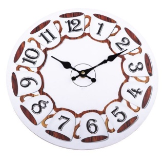 Drewniany okrągły zegar na ścianę arabskie cyfry 33,5 cm