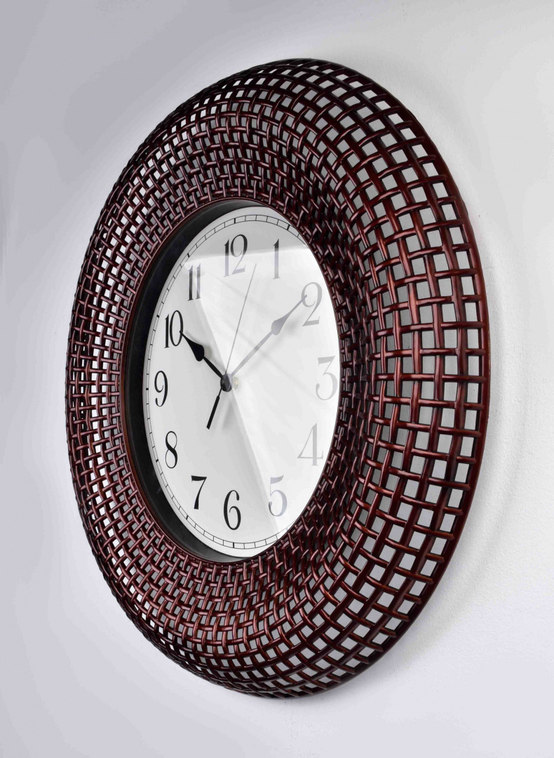 Duży zegar na ścianę bordowy ażurowy arabskie cyfry 58 cm
