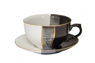 FILIŻANKA + SPODEK ROXANA MIEROSZÓW BIAŁO CZARNA