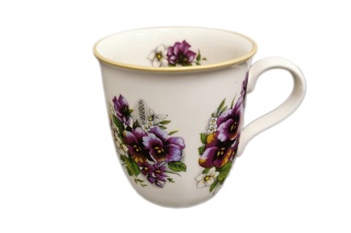 Kubek z motywem bratków do herbaty z Mieroszowa