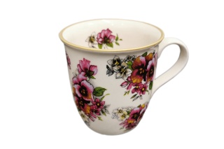 Kubek z motywem bratków do herbaty z Mieroszowa