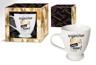 Porcelanowy kubek Glamour na nóżce Najpierw masa 360 ml