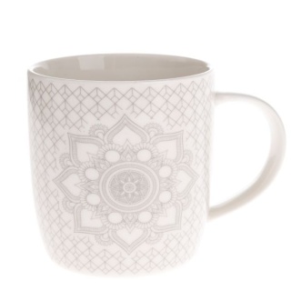 Porcelanowy kubek na prezent mandala szara 360 ml