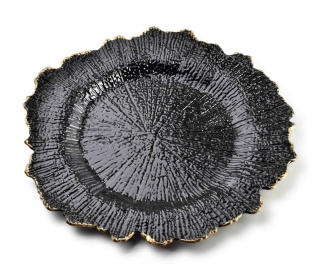 Czarna podkładka dekoracyjna podtalerz BLANCHE GOLD