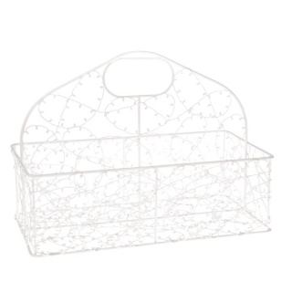 Biały metalowy koszyk na przyprawy do łazienki na drobiazgi