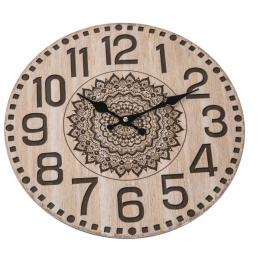 Drewniany okrągły zegar na ścianę arabskie cyfry 33,5 cm