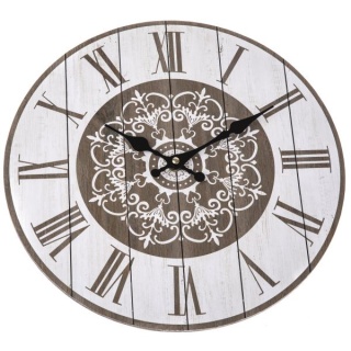 Drewniany okrągły zegar na ścianę rzymskie cyfry 33,5 cm